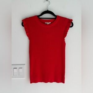 Skies are Blue Ribbed Top Ruffle Micro Sleeve Size Small Women’s S NEW